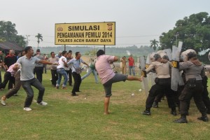 Polres Abdya Gelar Simulasi Pengamanan Pemilu