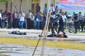 Polres Aceh Utara Gelar Simulasi Pengamanan Pemilu