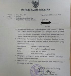 Jelang Akhir Masa Jabatan, Bupati Aceh Selatan Mutasi Pejabat