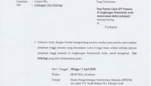 Sempat Ditunda, Ini Jadwal Baru Test Psikologi Tiga Besar Calon SKPA