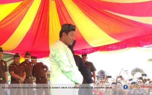 Pelaku Pemerkosa Anak di Nagan Raya Dicambuk 100 Kali dan Penjara 2 Tahun