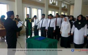 Lantik 50 Kepala Sekolah, Ini Pesan Sekda Aceh Besar