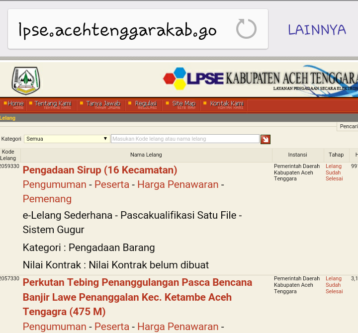 LPSE Aceh Tenggara Baru Lelang 4 Paket Proyek