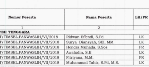 6 Calon Anggota Panwaslih Agara Akan Ikuti Fit and Proper Test