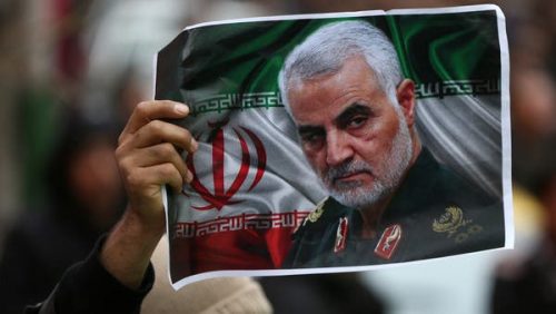 Poster Mayor Jenderal Qasem Soleimani atau Ghasem Soleimani. (Foto: Istimewa)