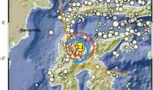 Tangkapan layar - Peta lokasi gempa yang terjadi di Sulawesi pada Selasa (14/1/2025) dini hari. (Antara/Khaerul Izan)