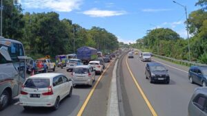 Terjadi kecelakaan beruntun di KM 97+200 Ruas Tol Cipularang arah Bandung pada pukul 09.11 WIB. Foto Dok: Jasamarga