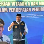 Pj. Gubernur Aceh, Dr. Safrizal, ZA. M. Si menyampaikan sambutan sekaligus melaksanakan ”Gerakan Penurunan Stunting Aceh, Bulan Bakti Vitamin A, Gemar makan Ikan” di Gampong Keude Pante Raja, Kabupaten Pidie jaya, Jum’at 07/02/2025. Foto: Biro Adpim