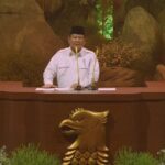 Presiden Prabowo Subianto sekaligus Ketua Umum (Ketum) Partai Gerindra saat berpidato dalam peringatan HUT ke-17 Partai Gerindra di Sentul, Bogor, Sabtu (15/2/2025). Foto: Tangkap Layar YouTube Gerindra TV