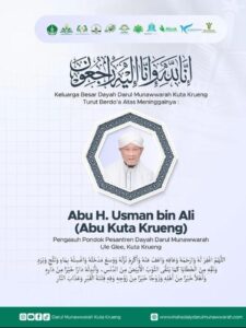 Pengumuman wafatnya ulama kharismatik Aceh Abu H Usman bin Ali atau Abu Kuta Krueng. Foto: (Istimewa)